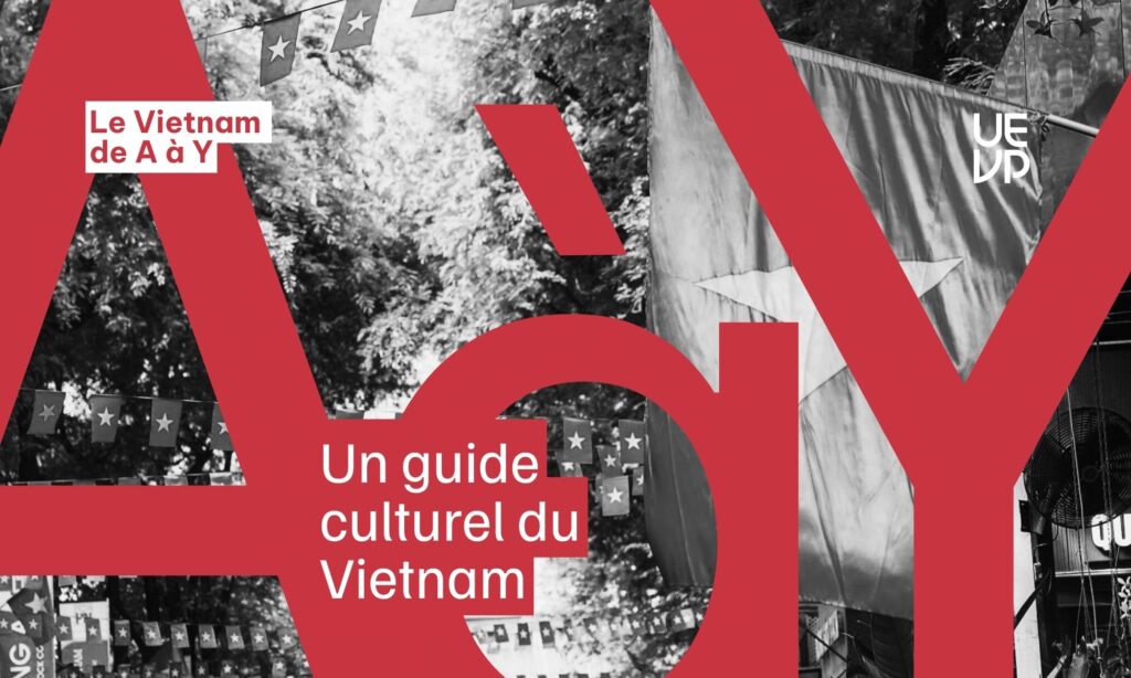 alt="Guide culturel du Vietnam de A à Y - Interface du site web UEVP avec alphabet vietnamien et visuels culturels"